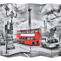 vidaXL Folding Room Divider 228x170 cm London Bus Black and White
