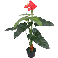 vidaXL Artificial Anthurium Plant with Pot 90 cm Red and Yellow