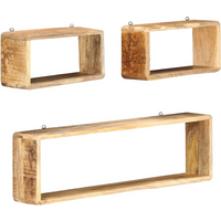 vidaXL 3 Piece Wall Cube Shelf Set Soild Mango Wood