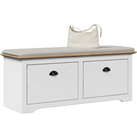 vidaXL Hallway Bench BODO White and Brown 114x40x45 cm