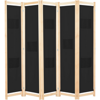 vidaXL 5-Panel Room Divider Black 200x170x4 cm Fabric