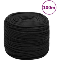 vidaXL Boat Rope Full Black 8 mm 100 m Polypropylene