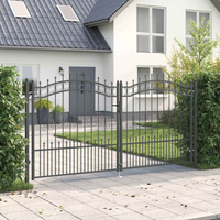 vidaXL Fence Gate with Spear Top with Lock Grey 305 x 150 cm Steel