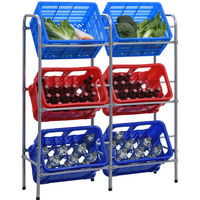 vidaXL Storage Shelf for 6 Crates Silver 96x33x116 cm Steel