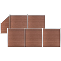 vidaXL WPC Fence Set 5 Square + 1 Slanted 965x186 cm Brown