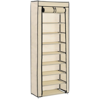 vidaXL Shoe Cabinet with Cover Cream 57x29x162 cm Fabric