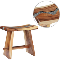 vidaXL Stool Solid Suar Wood and Polyresin
