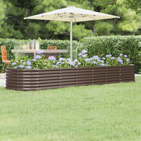 vidaXL Garden Raised Bed Galvanised Steel 296x80x36 cm Brown