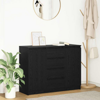 vidaXL Sideboard with Drawers Black Oak 100.5x35x76 cm Engineered Wood
