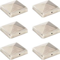 vidaXL Pyramid Fence Post Caps 6 pcs Stainless Steel 91x91 mm