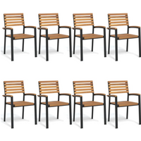vidaXL Stackable Garden Chairs 8 pcs Solid Wood Acacia and Metal