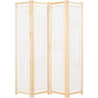 vidaXL 4-Panel Room Divider Cream 160x170x4 cm Fabric