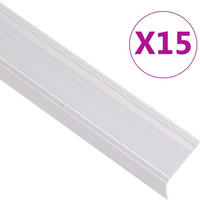 vidaXL Stair Nosings in L-shape 15 pcs Aluminium 90 cm Silver
