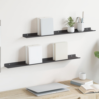 vidaXL Floating Shelf Wall-mounted 2 pcs Black 80 x 9 x 2.5 cm Steel