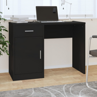 vidaXL Desk with Drawer&Cabinet Black 100x40x73 cm Engineered Wood