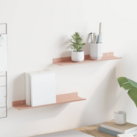 vidaXL Floating Shelf Wall-mounted 2 pcs Pink 40 x 9 x 2.5 cm Steel