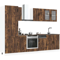 vidaXL 8 Piece Kitchen Cabinet Set Porto Smoked Oak Engineered Wood
