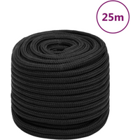 vidaXL Boat Rope Full Black 16 mm 25 m Polypropylene