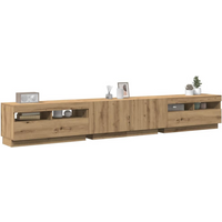 vidaXL TV Cabinet with LED Lights Artisan Oak 260x35x40 cm Engineered Wood