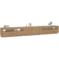 vidaXL TV Cabinet with LED Lights Artisan Oak 300x35x40 cm Engineered Wood