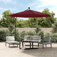 vidaXL Cantilever Garden Parasol with LED Lights and Steel Pole Wine Red