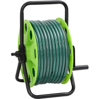 vidaXL Free Standing Green Hose Reel with 30 m Hose PVC