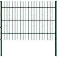 vidaXL Fence Panel with Posts Iron 176.5x120 cm Green