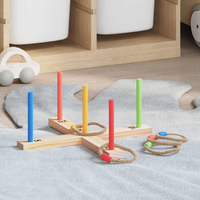 vidaXL Ring Toss Game Set Nature and Red 41 x 41 x 16 cm