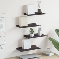 vidaXL Floating Shelf Wall-mounted 4 pcs Black 40 x 18 x 2.5 cm Steel
