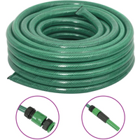 vidaXL Garden Hose with Fitting Set Green 0.75" 100 m PVC