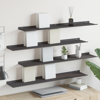 vidaXL Floating Shelf Wall-mounted 4 pcs Black 100 x 18 x 2.5 cm Steel