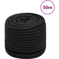 vidaXL Boat Rope Full Black 16 mm 50 m Polypropylene