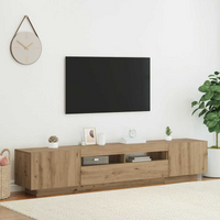 vidaXL TV Cabinet with LED Lights Artisan Oak 200x35x40 cm Engineered Wood