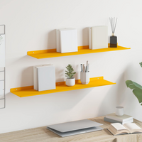 vidaXL Floating Shelf 2 pcs Mustard Yellow 80 x 18 x 2.5 cm Steel