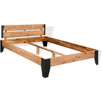 vidaXL Bed Frame without Mattress Solid Acacia Wood Steel 152x203 cm