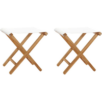 vidaXL Folding Chairs 2 pcs Solid Teak Wood and Fabric Cream White