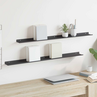 vidaXL Floating Shelf Wall-mounted 2 pcs Black 100 x 9 x 2.5 cm Steel