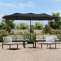 vidaXL Double-Head Garden Parasol with LEDs Anthracite 449x265 cm