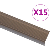 vidaXL Stair Nosings in L-shape 15 pcs Aluminium 90 cm Brown