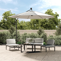 vidaXL Hanging Garden Parasol with LED Lighting 300 cm Sand Metal Pole