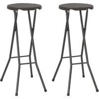 vidaXL Folding Bar Stools 2 pcs HDPE and Steel Brown Rattan Look