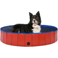 vidaXL Foldable Dog Swimming Pool Red 160x30 cm PVC