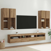 vidaXL TV Wall Cabinet Set with LED Lights with LED 7 pcs Artisan oak