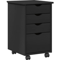 vidaXL Rolling Cabinet Black 34 x 39 x 56 cm Solid Pine Wood