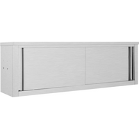 vidaXL Kitchen Wall Cabinet with Sliding Doors 150x40x50 cm Stainless Steel