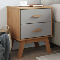 vidaXL Bedside Cabinet OLDEN Grey and Brown Solid Wood Pine