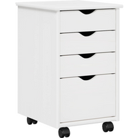 vidaXL Rolling Cabinet White 34 x 39 x 56 cm Solid Pine Wood