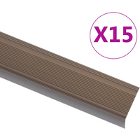vidaXL Stair Nosings in L-shape 15 pcs Aluminium 100 cm Brown