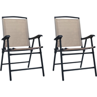 vidaXL Folding Garden Chairs 2 pcs Texilene Taupe