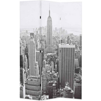 vidaXL Folding Room Divider 120x170 cm New York by Day Black and White